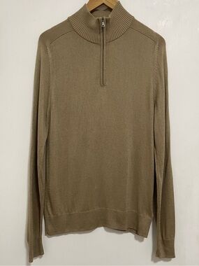 VTG 2006 Banana Republic Silk Cashmere S Quarter Zip Mock Neck Academia Sweater